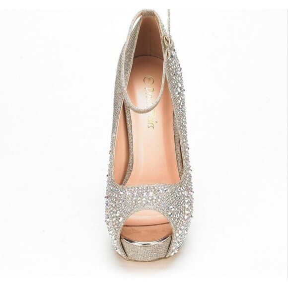 DREAM PAIRS Swan 10 Silver Glitter High Heel Platform Dress Pumps Size 6 - Picture 2 of 15